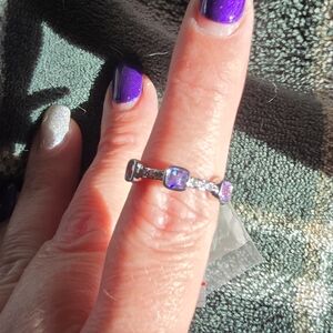Elegant Purple Stone Silver Ring, Bomb Party Glimpse Of Grace